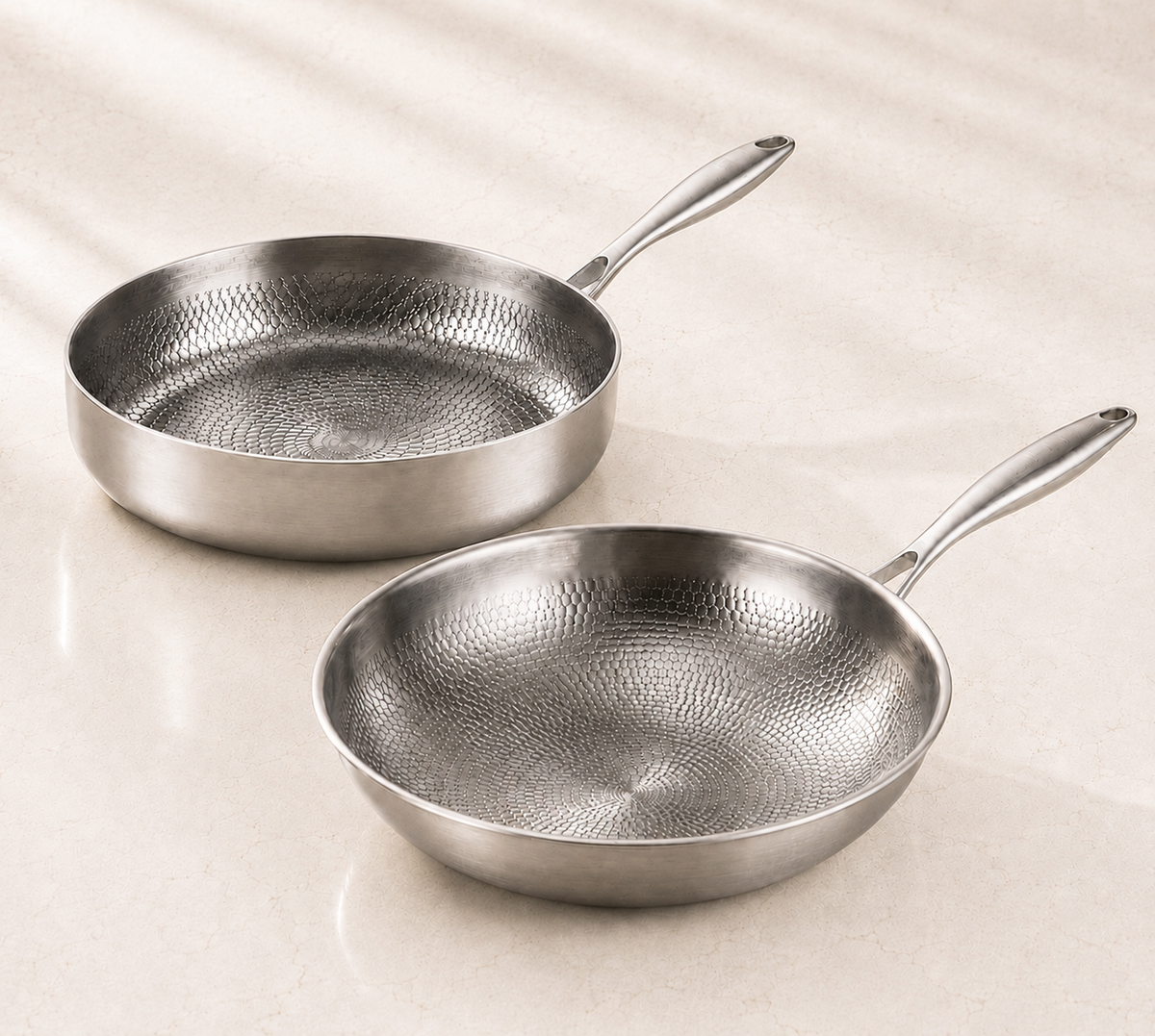 Hammered Titanium Wok & Fry Bundle