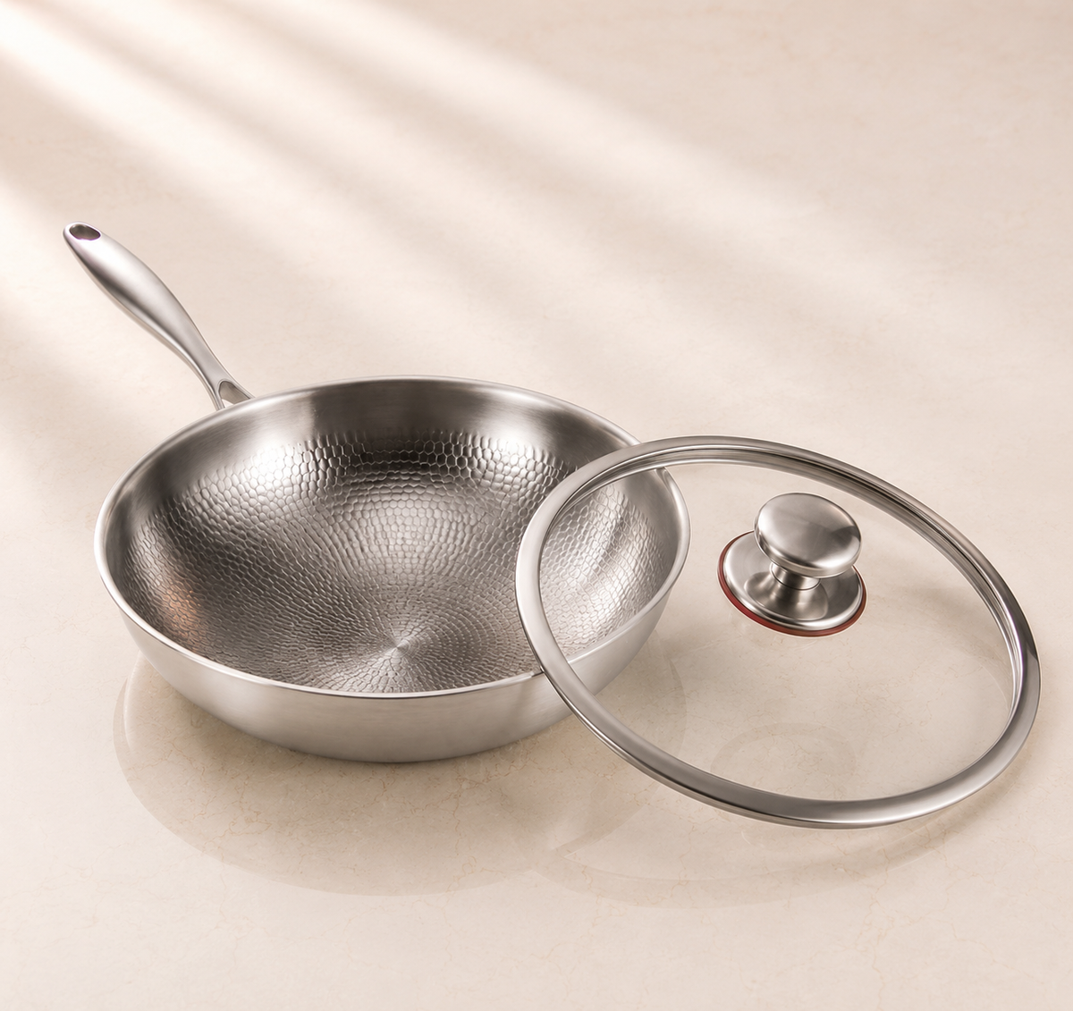 Hammered Titanium Wok Pan