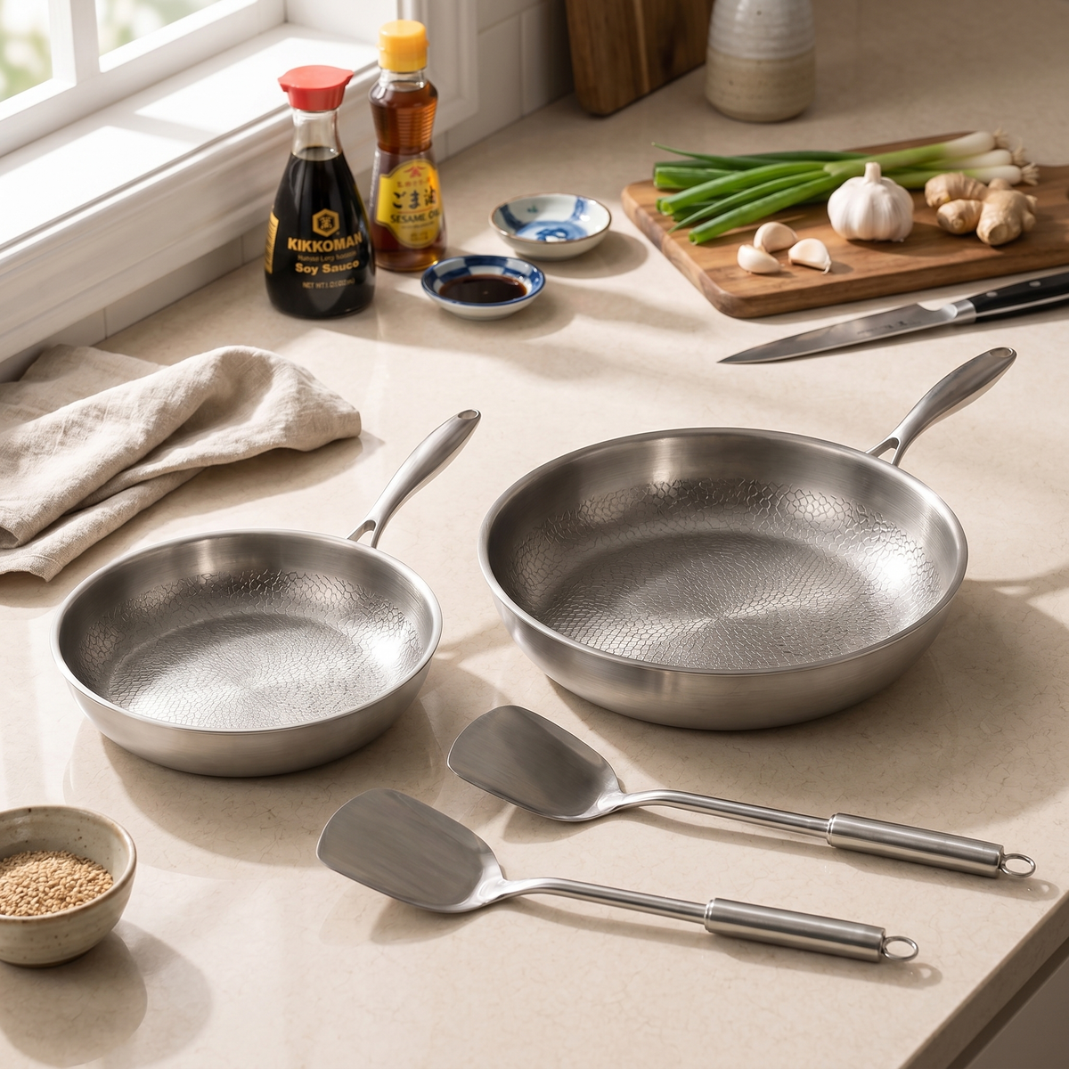 Hammered Titanium Pan Duo Set